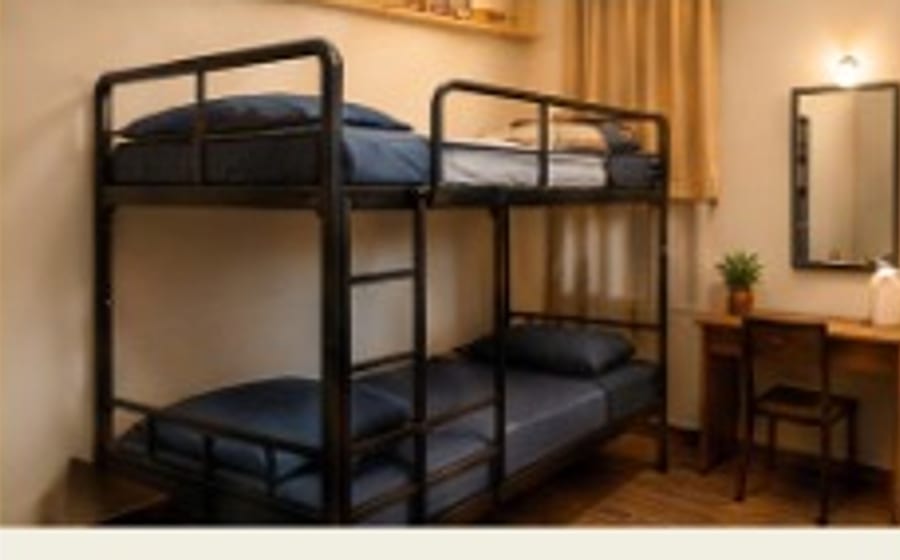 Real bunk bed room at Abhay Hostel